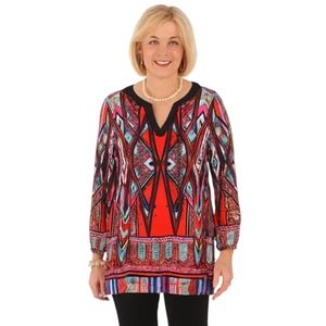 RECEPTION CONCEPTS Women's Colorful Blouse Large Polyester Spandex Boho